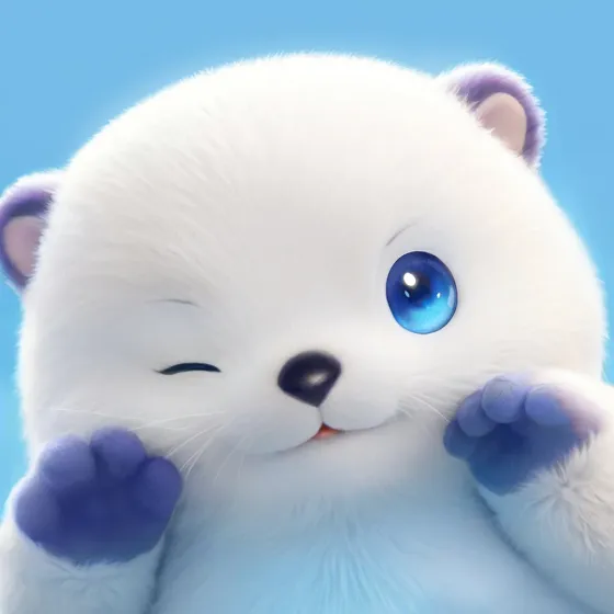 Official Aniimo art: a white Aniimo winking